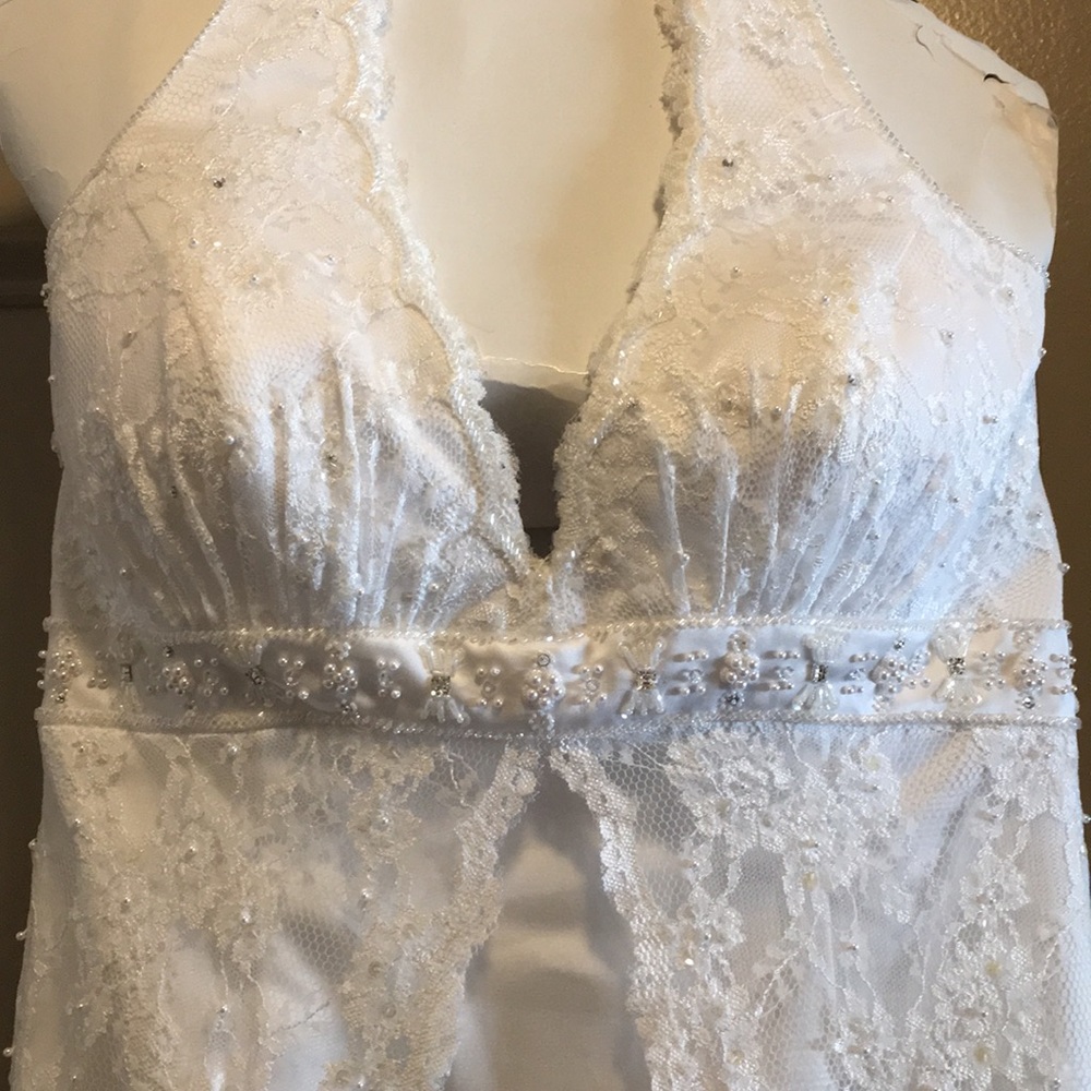 David’s bridal halter lace wedding dress